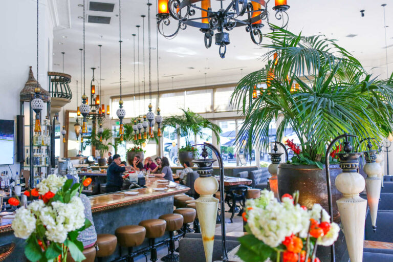 Elegant dining room and bar inside Zócalo Midtown Sacramento restaurant.