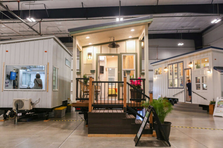 Tiny homes on display at the Tri County Home and Garden Expo in Sacramento.