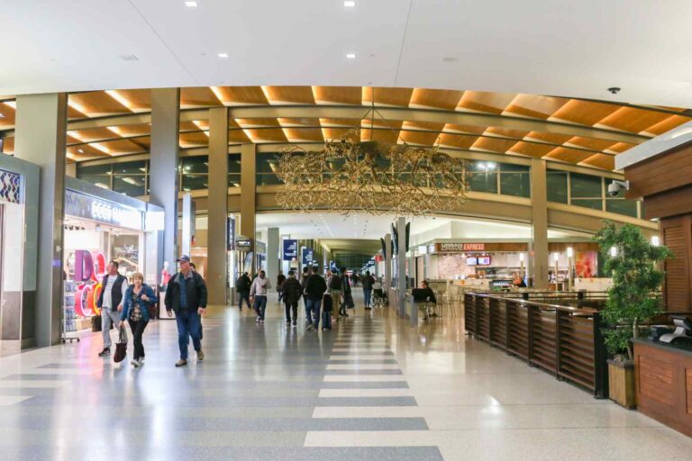 Spacious concourse inside Sacramento International Airport SMF.
